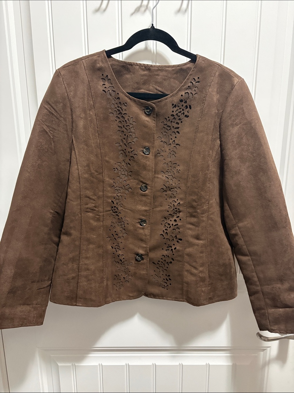 Decorated Originals Brown Faux Suede Laser Cut Jacket L